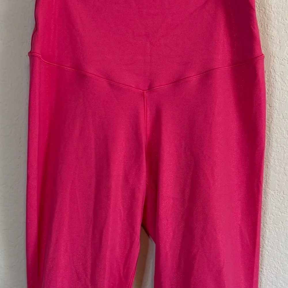 Offline by Aerie Real Me Crop High Rise Liquid Shine Fuchsia Pink Leggings Sz LG
